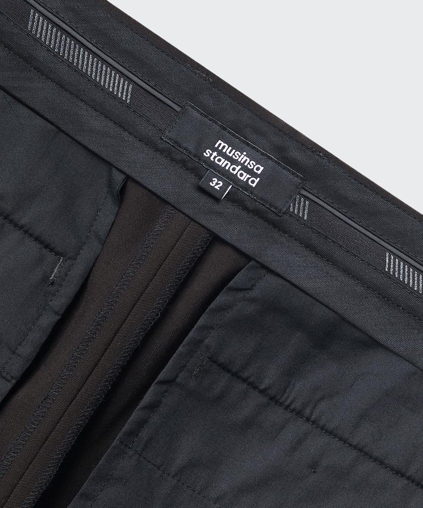 Musinsa Standard Tapered Hidden Banding Crop Slacks [Dark Brown]