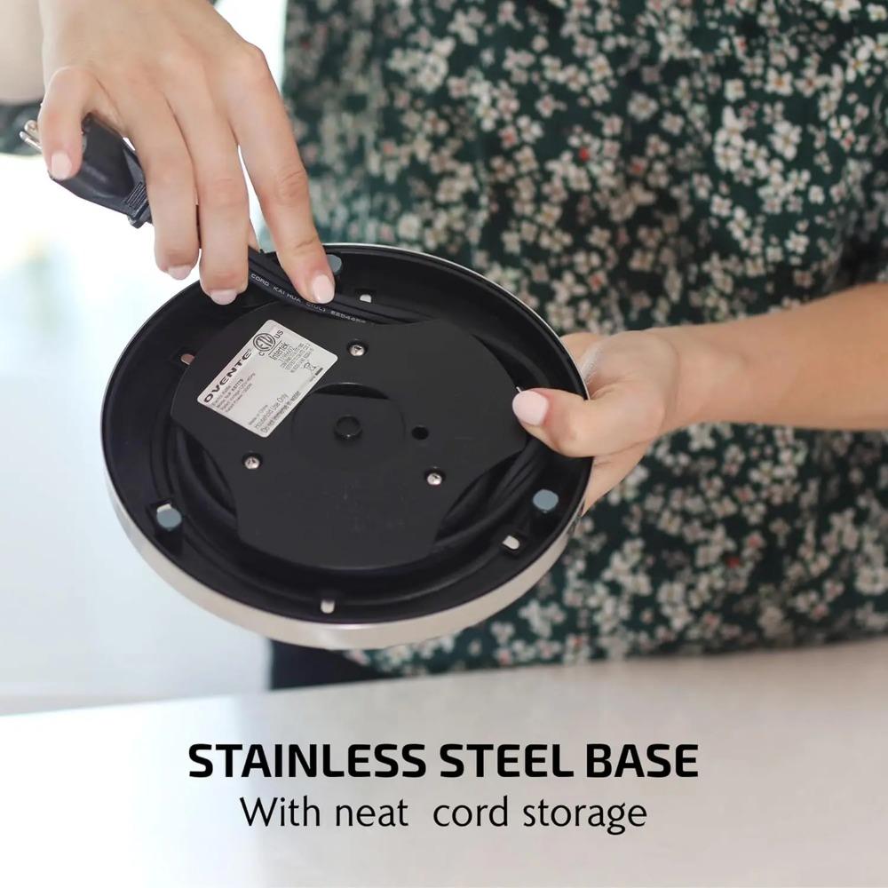 1,7L Wasserkocher, 1500W Schnellkoch-Wasserkocher für Kaffee oder Tee mit BPA-freiem Edelstahl und kabellosem Gehäuse