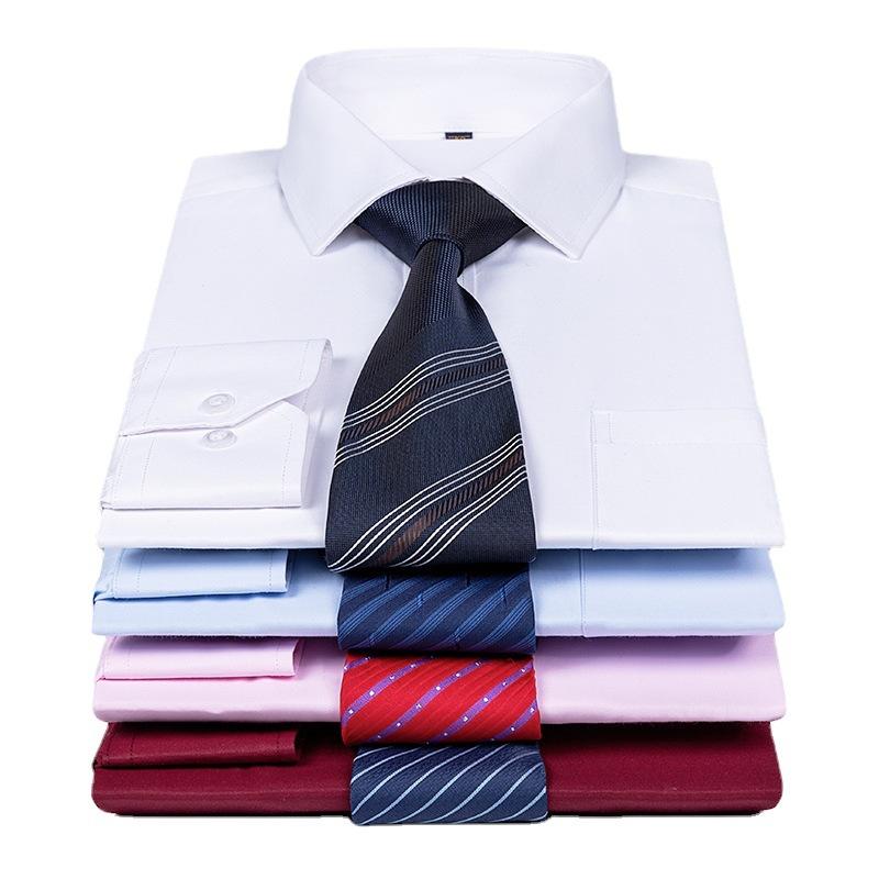 Shirt Men's Long Sleeved Middle-aged Young Business Casual Formal Wear Professional Wear Solid Color Cotton Slim Fit Shirts Men’s