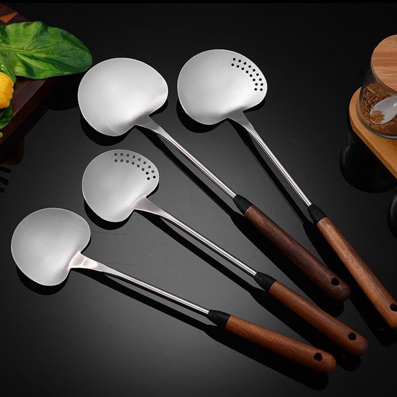 ZISIZ Walnut Handle Stainless Steel Kitchen Utensils