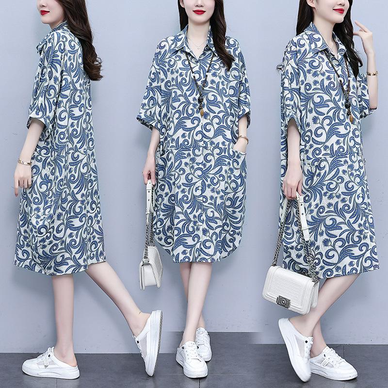 2026 Summer Fashion Plus Size Mom s Flattering Mid-Length Casual Dress XL