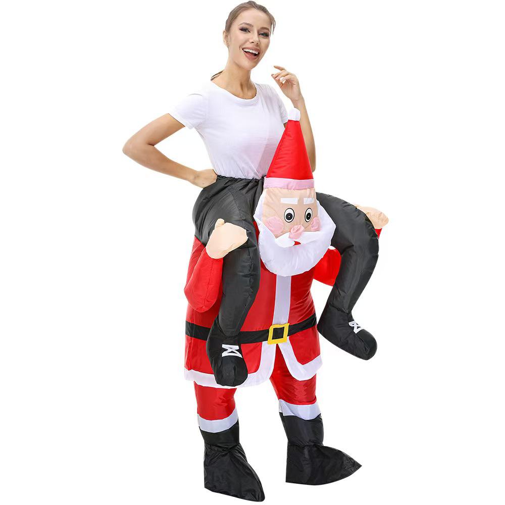 Christmas Riding Reindeer & Gingerbread Man Dinosaur Inflatable Costumes