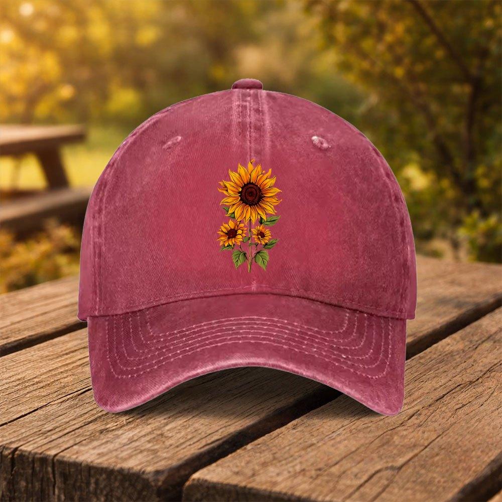 Sunflower Print Baseball Cap Unisex Duckbill Hat for Outdoor Sports Fitness Travel