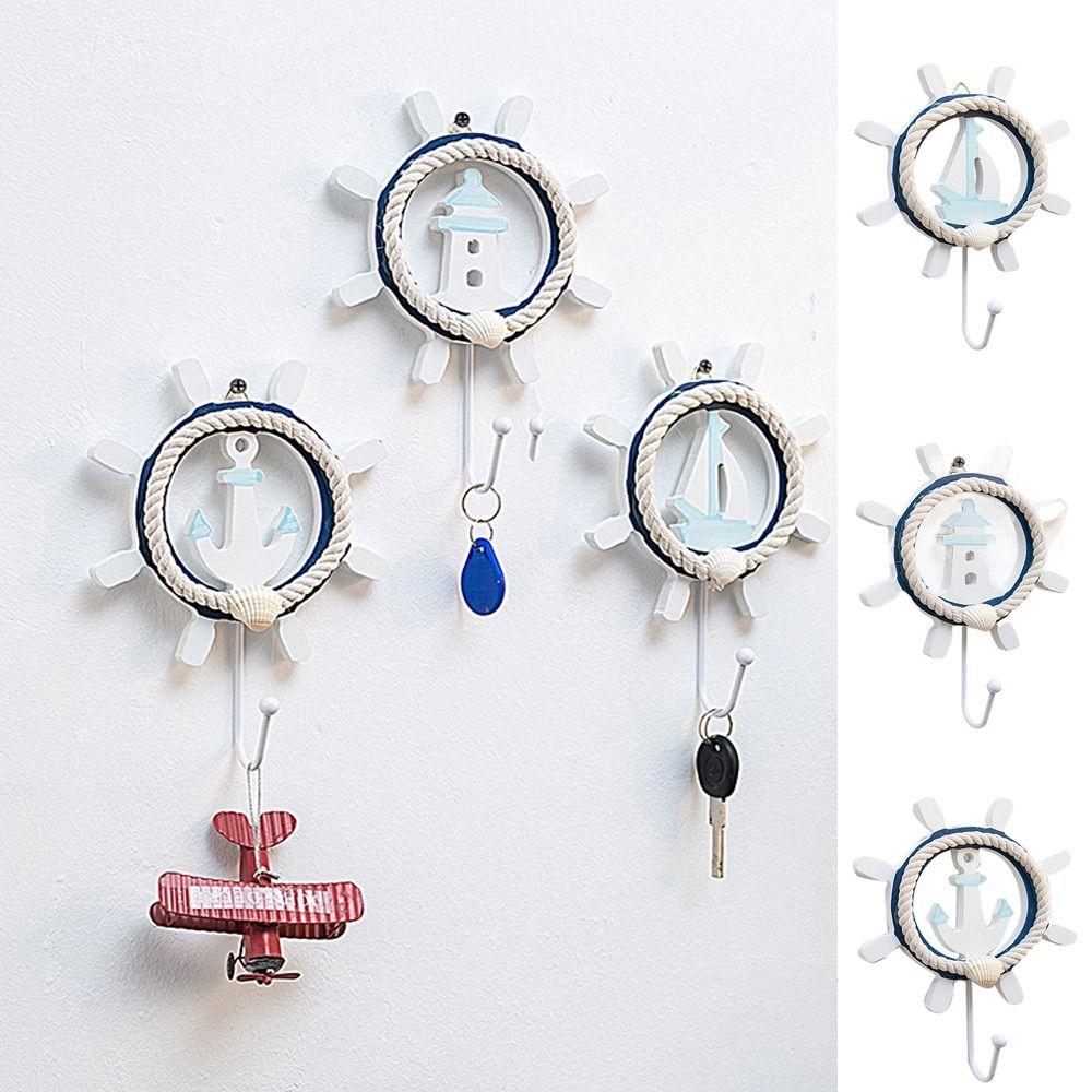 

Wooden Robe Hanger Wall Hanging Towel Hanger Unique Mediterranean Style Coat Hook Room