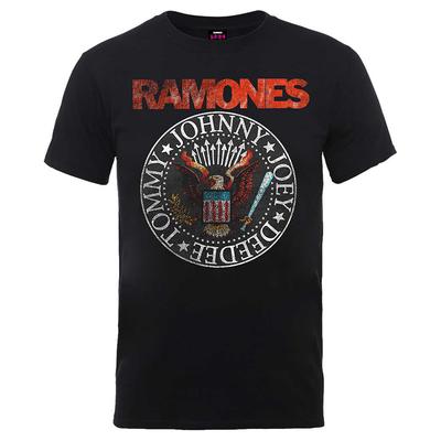 Ramones T-Shirt Adler Siegel Band Offiziell Schwarz Neu