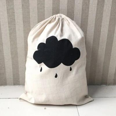 

Toy Home Canvas Storage Bag Animal Stripe Pattern Cotton Laundry Bag Cute Basket Drawstring Dirty Clothes Organizer Bag