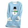 Ladies' Loose And Comfortable Round Neck Christmas Print Thick With Pockets Long Sleeved Top