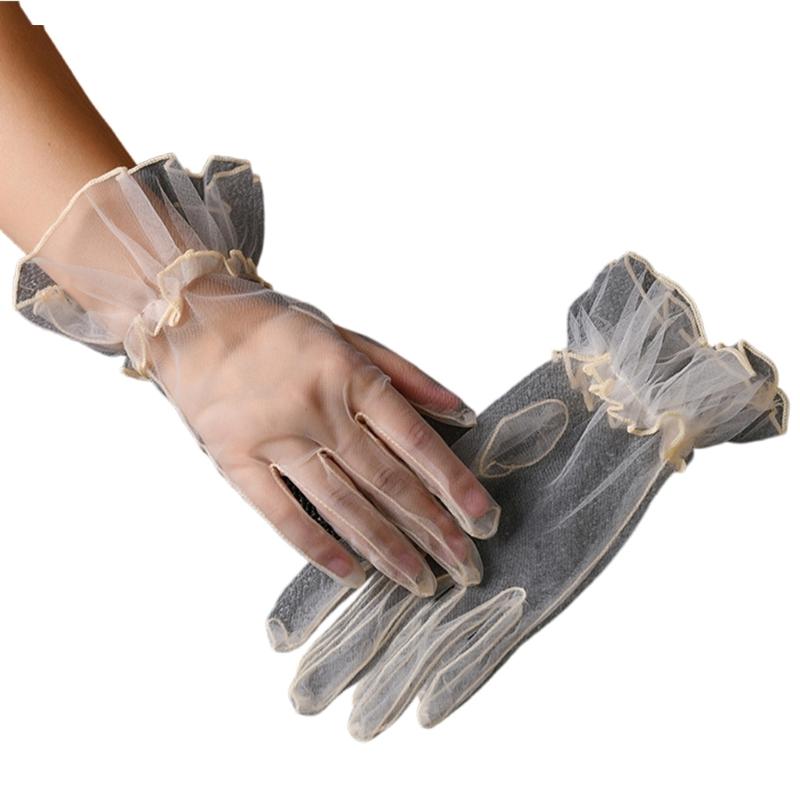 Wedding Gloves Proms Gloves Tulle Short Thin Gloves for Operas Women Lady Theme Proms Costume Accessories