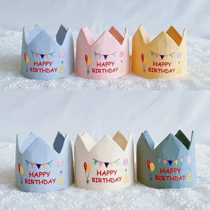 Handmade Birthday Crowned Hat For Baby First Birthday Party Photography Soft Cloth Embroidered Keepsake Accessory