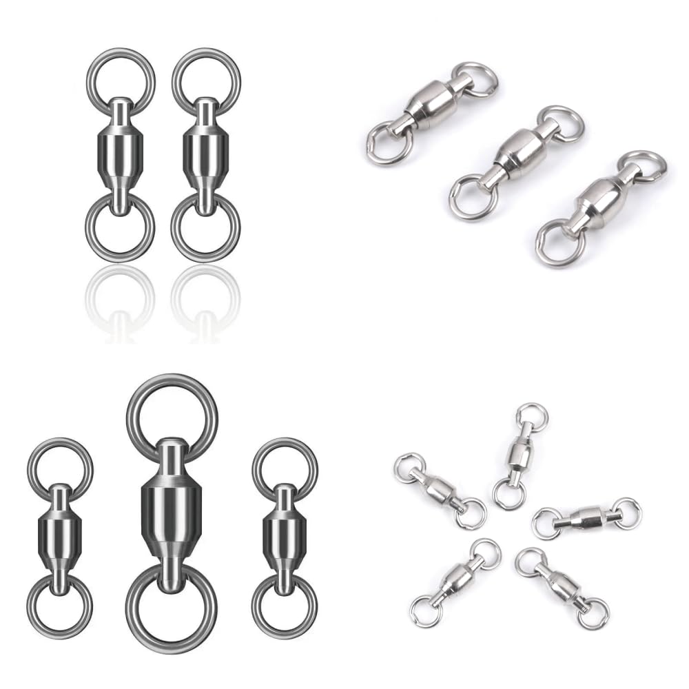 Ball Bearing Swivels 11 Sizes Stainless for Fishing from Delicate Small Fish to with Welded Bearings to Prevent Twisting #5, 30-Piece Set, Available,