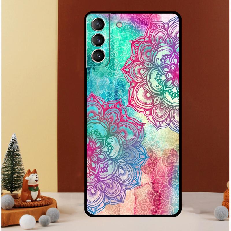 Elegant Mandala Floral Design Case For Samsung Galaxy S23 S24 Ultra S8 S9 S10 S22 Plus Note 10 20 Ultra S20 S21 FE Cover