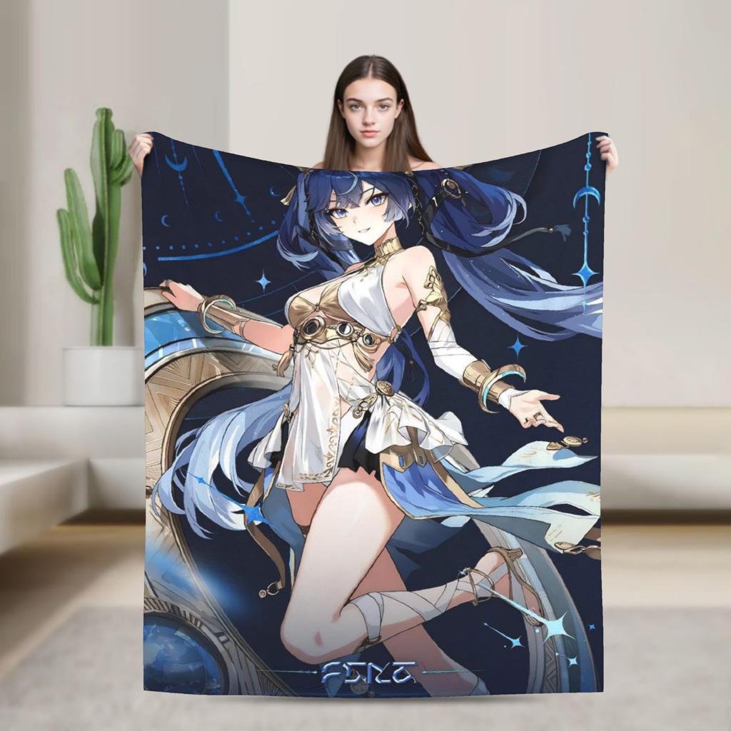 Chisa Wuthering Wave Galbrena Decke Warm Weich Flauschig Plüsch für Couch Sessel Sofa Bett Dekorative Flanell Tagesdecke Bettbezug