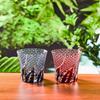 LUGUFON Kiriko Glass Rocks Glass – Kikutsunagi Design (Red) 260cc (1 count)