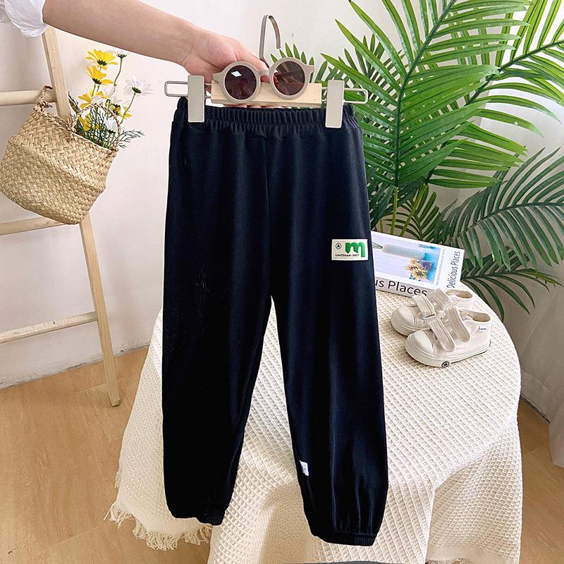 

Детские брюки с защитой от комаров, летние тонкие стильные дышащие повседневные свободные брюки из ледяного шелка 140