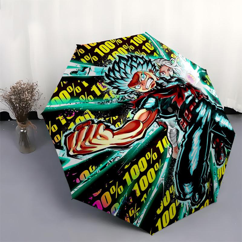 1pc My Hero Academia Boku No Hero Academia Izuku Midoriya Katsuki Bakugo Outdoor Umbrella Automatic Opening and Closing Portable Three-Fold Design 8 B