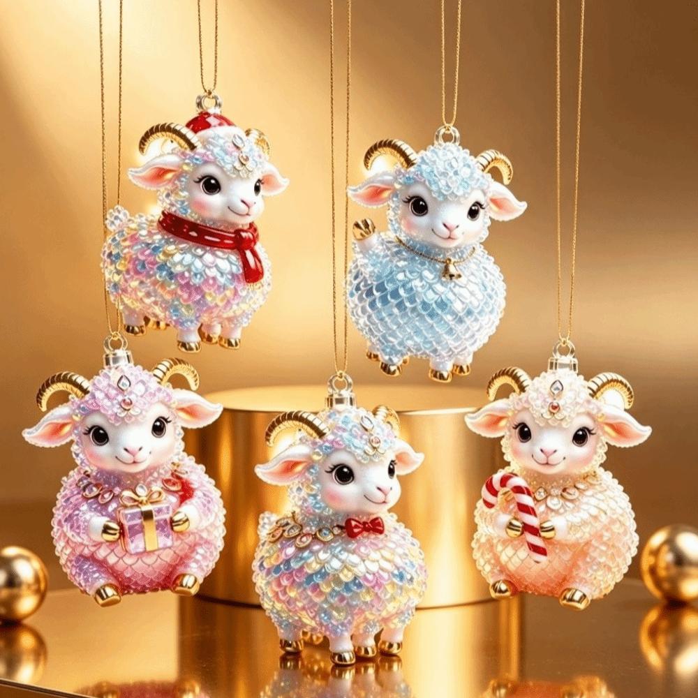 Shining Goat Hanging Ornament Set 2D Flat Animal Hanging Decoration Shop Window Display
