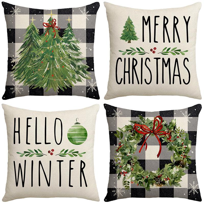 New Christmas Tree Elements, Garland Elements, Living Room Sofa Decoration, Warm Atmosphere, Letter Print Cushions