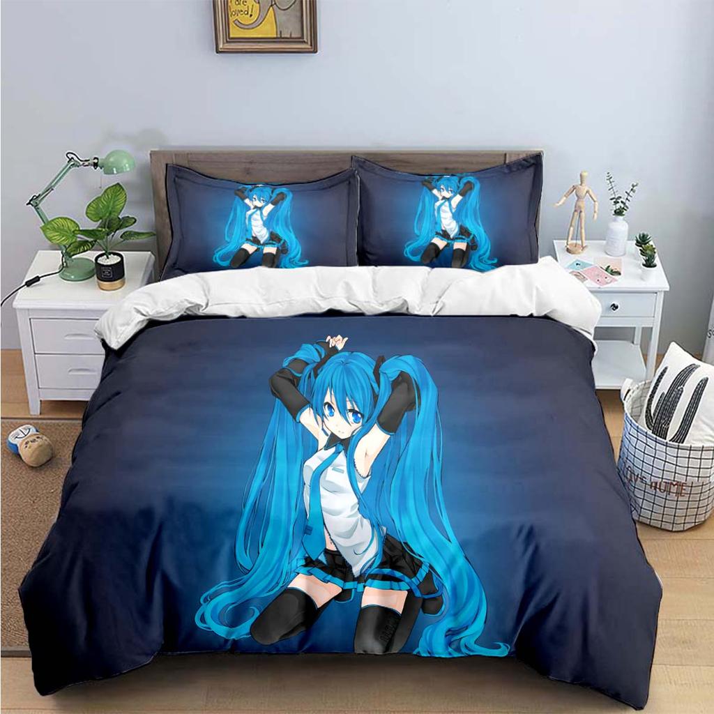 Comforter Cartoon Kawaii Virtual Singer H-Hatsune-Miku Bedding Sets Bed Supplies Set Bed Comforter Set Bedding Set Gift