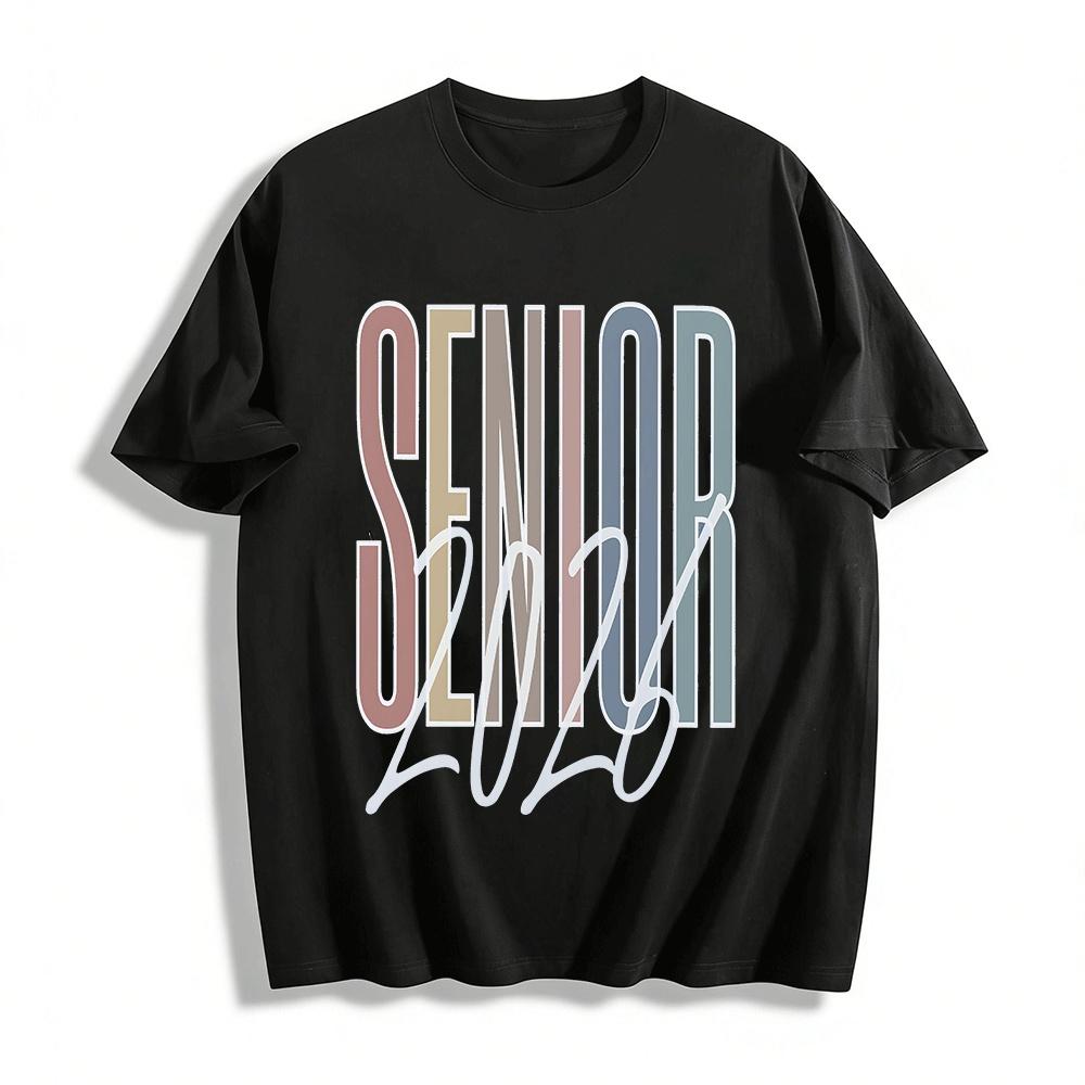 

Vintage 2026 Senior Graduation Printed Casual Short Sleeve Tee Pure cotton T-shirt XXS
