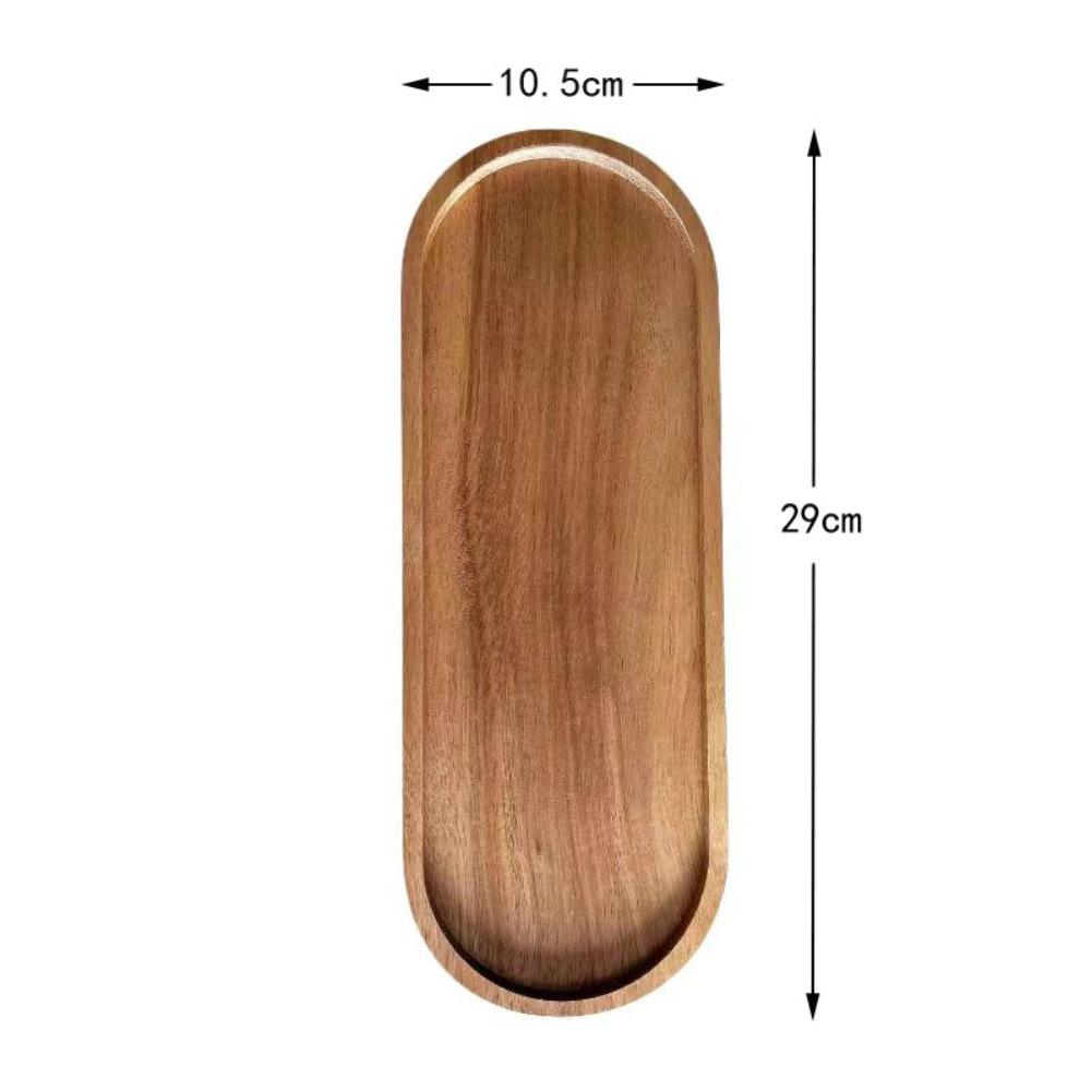 Insulated Design Acacia Wood Serving Platter Elliptical Handcrafted Breadboard Lightweight Solid Wood Pattern