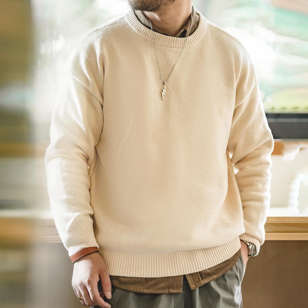 MADEN Chenille and Stylish for Easy to Match Perfect for Social and Men's Sweater Warm, Comfortable, Winter. Design. Campus, Business, Parties,