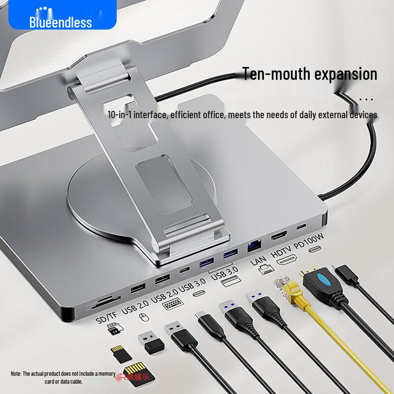 Lanshuo 10-Port USB-C Docking Station Laptop Stand