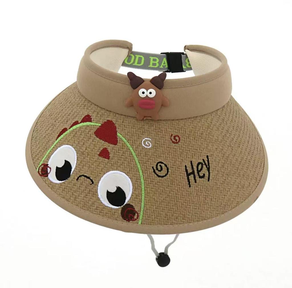 Children's Straw Sun Hat - Cartoon Baby Visor for Boys & Girls