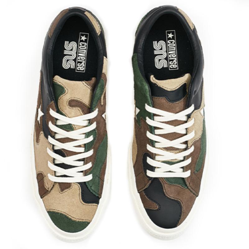 Sneakersnstuff x Converse One Star Camo Non-Slip and Abrasion Resistant Low-Top Board Shoes Unisex Camouflage