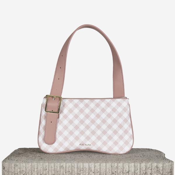 

Розовая сумка через плечо и сумочка в клетку Baguette Back Back, AkakbgtckB2020-7000005227