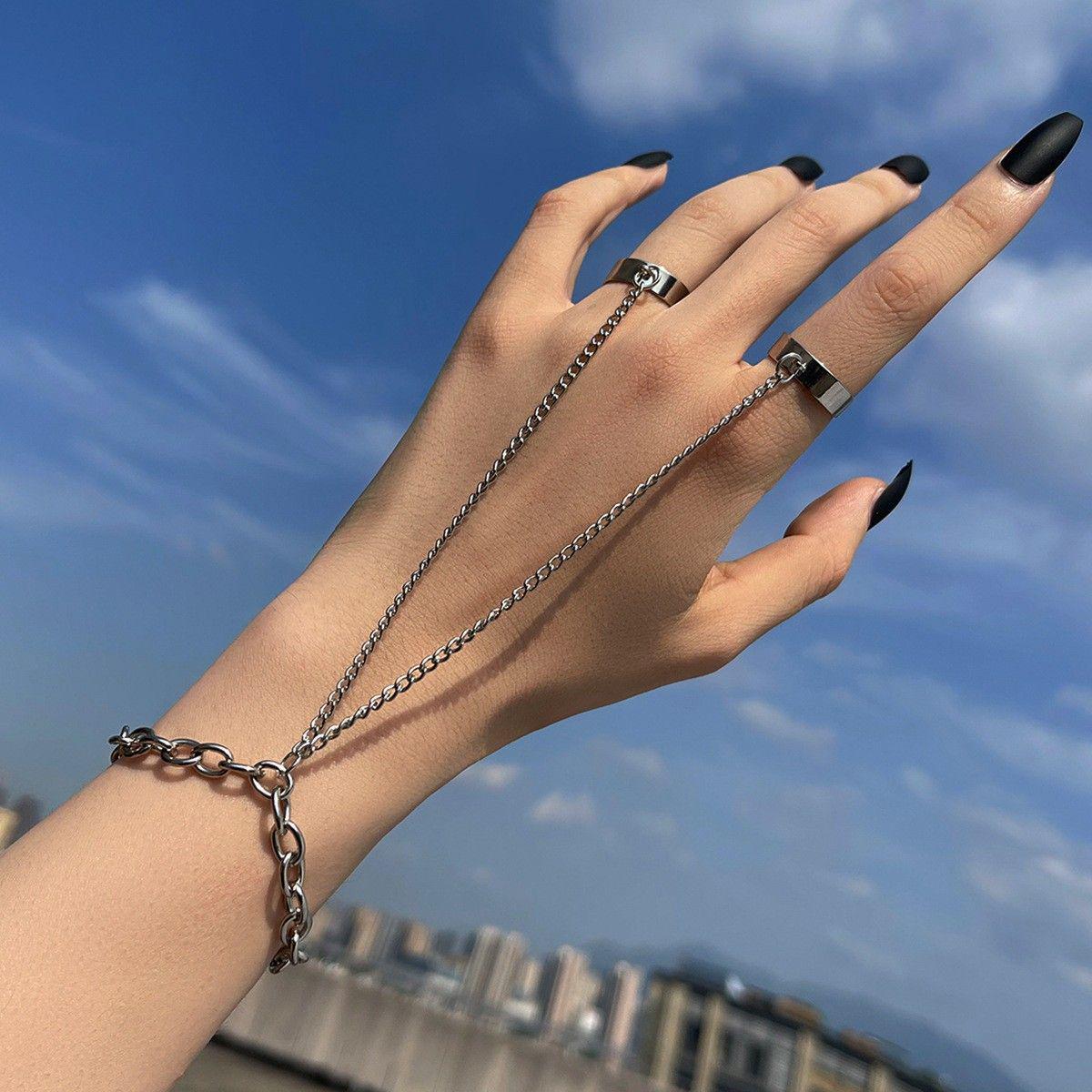 Detachable Punk Style Finger Bracelet Ring – Trendy and Creative Fashion Jewelry