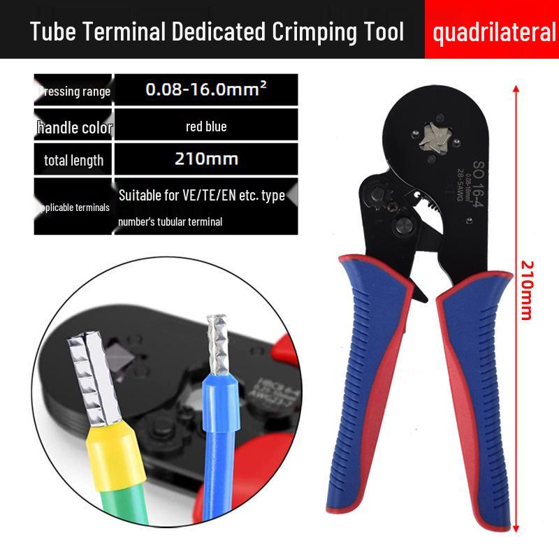 Electrician's Tube and Pin Terminal Crimping Pliers with Cold-Pressed Wire Functionality