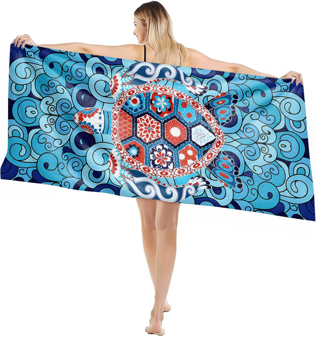 

1PC Oversized Lightweight Beach Towel Bohemia pattern turtle Quick-Dry Beach Towel For Yoga Tourism Beach GYM Camping Swimming W30*H60(CM)