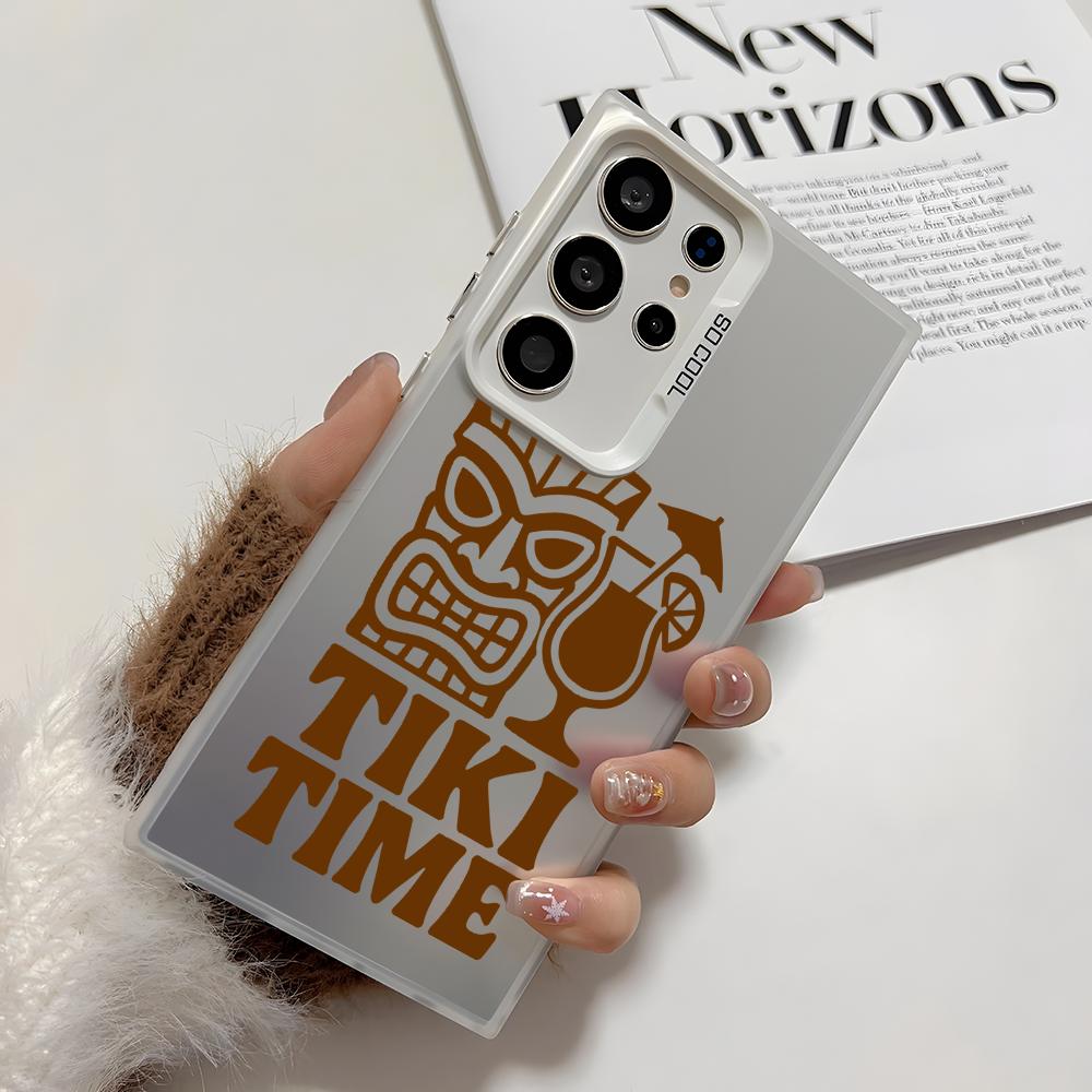 

Tiki Time Phone Case For Samsung Galaxy S25 Edge S24 S23 S22 S21 S20 Ultra Funda Silicone Silver Cover Galaxy S23plus
