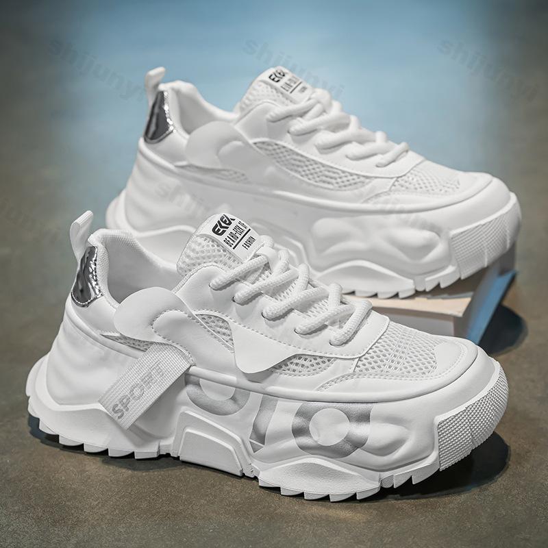Fashion Chunky Mens Sneakers Designer Sport Shoes Fashion Breathable Casual Leather Fabric Height Increased Platform Shoes Zapatillas