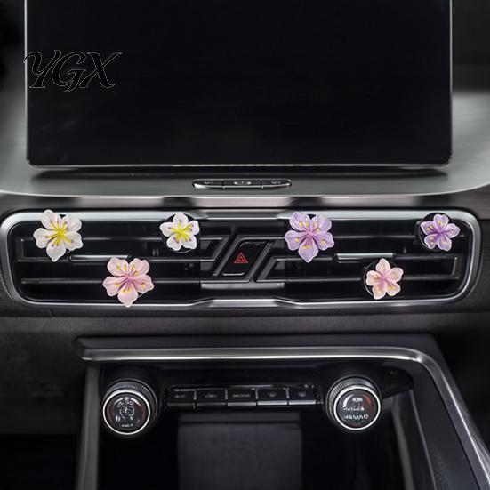 Tropical Car Vent Clip 1 Pair Flower Air Peach Blossom Conditioning Outlet Diffuser for Women Girls Cute Freshener Decor Interior Accessories