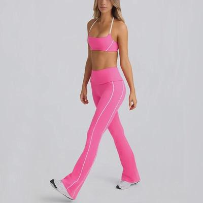 Herbst-Yoga-Set für Damen: Schlaghose mit Sport-BH und Straps-Tube-Top