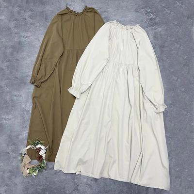 Robes amples en coton à col à volants pour femmes, couleur unie, décontractée, Vintage, japonaise, Mori, poches, printemps
