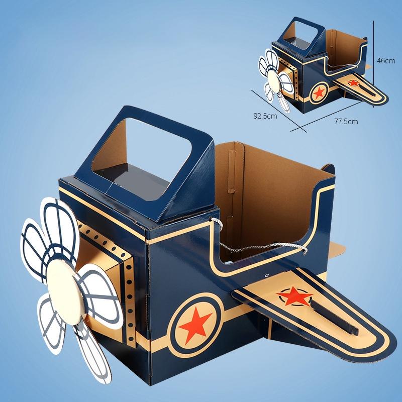 Tragbares Spielzeugflugzeug aus Papierkarton für Kinder, DIY-Dinosaurier-Spielzeug für draußen, mehrfarbig, für Kindergartenkinder