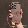 Leopard Print Bow Lanyard Is Suitable for Apple 16 Mobile Phone Case 15PRO All-inclusive 14 Matte 11 Anti-drop 13 Protective Case 7.