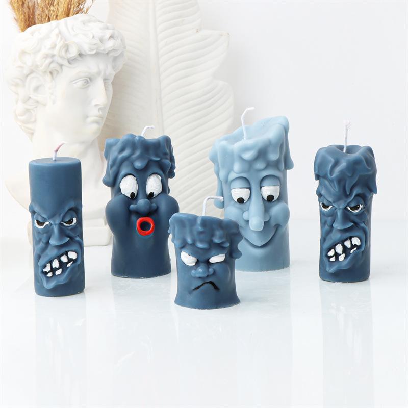 3D Joy Angry Face Pillar Funny Expression Silicone Candle Mold DIY Lively Facial Expression Pillar Wax Mould Home Decor Gifts