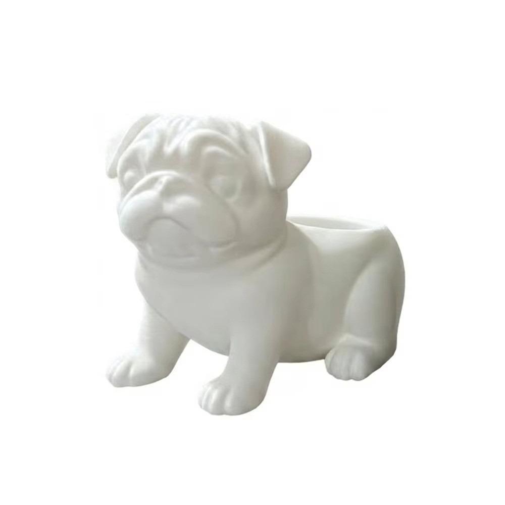3D Printed Pug Figurine Plant Holder PLA Desktop Planter Pot Unique Handmade Planter  Office Desk