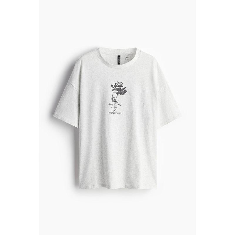 

Женская футболка HM Летняя Элис Большой размер Свободная Рукав до локтя Хлопок Мягкий Принт Футболка с коротким рукавом 1227727 Grey/Alice in Wonderland 165/96