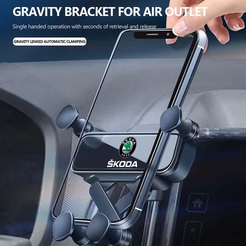 VIJT4 Gravity Metal Magnetic Car Phone Holder Auto Accessories For Skoda Kodiaq Fabia Kamiq Karoq Octavia 2 3 Rapid Scala