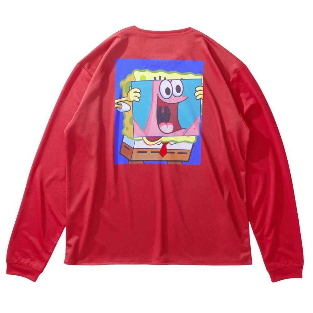 SPALDING Patrick Star Tričko s dlhým rukávom s veľkou tvárou, karmínové, veľkosť M (SMT24145S)