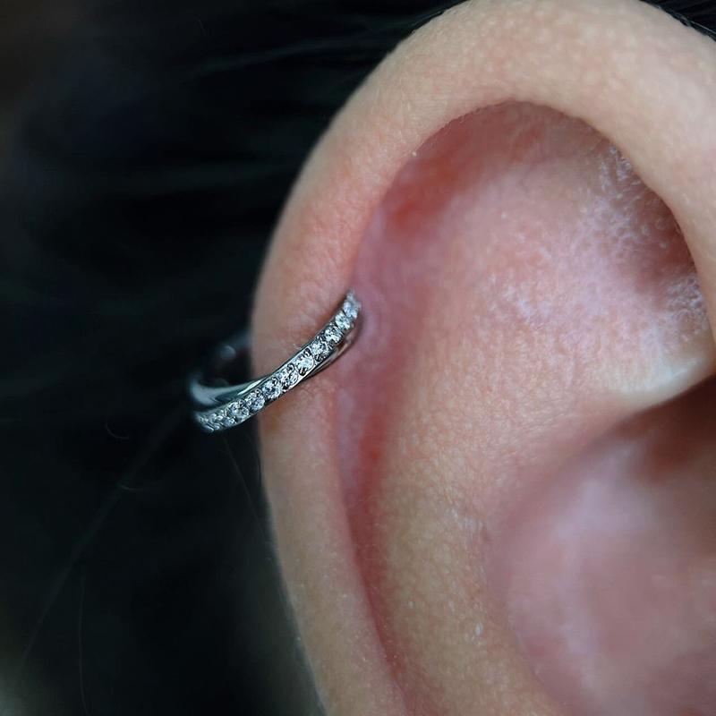 F136 Titanium Piercing Double Layered Triple Stack Hinged 16g Zircon Nose Ring Helix Cartilage CZ Small Cartilage Septum Clicker