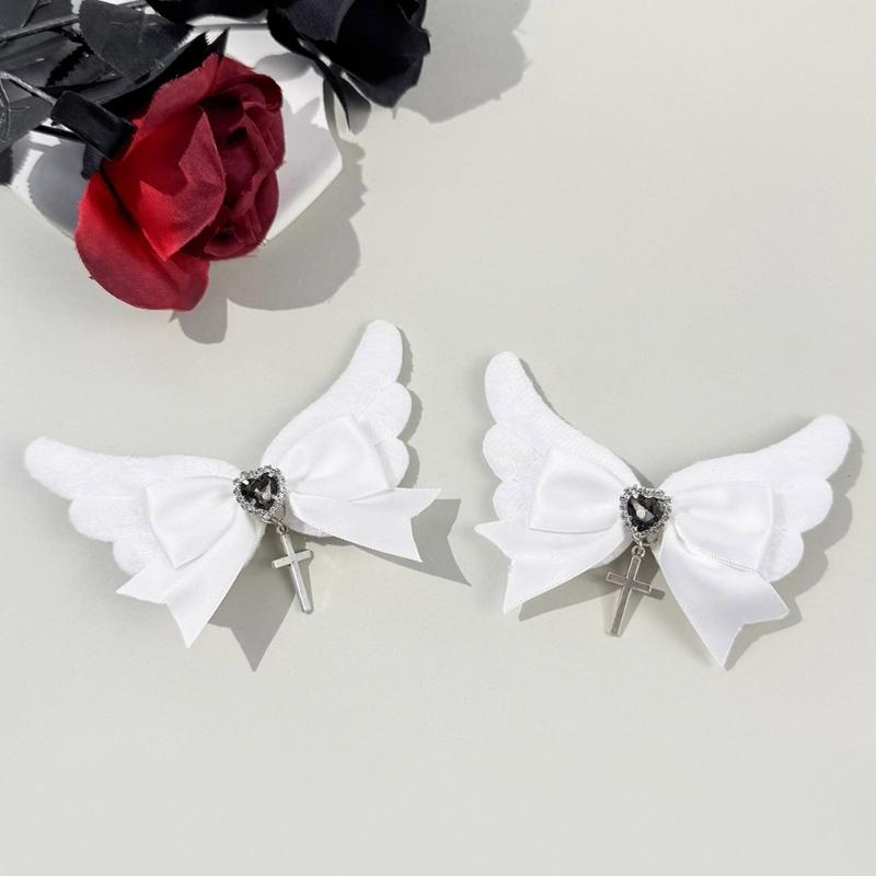 Baby Girls Hair Bows Clip With Angel Wing Gentle Nonslip Grip Ribbon Costume Accessories For Toddler Infants