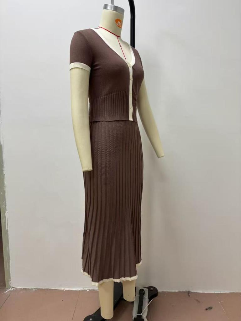 Elegant Spring & Summer Women's 2-Piece Knit Skirt Set - Casual Commute Fashion