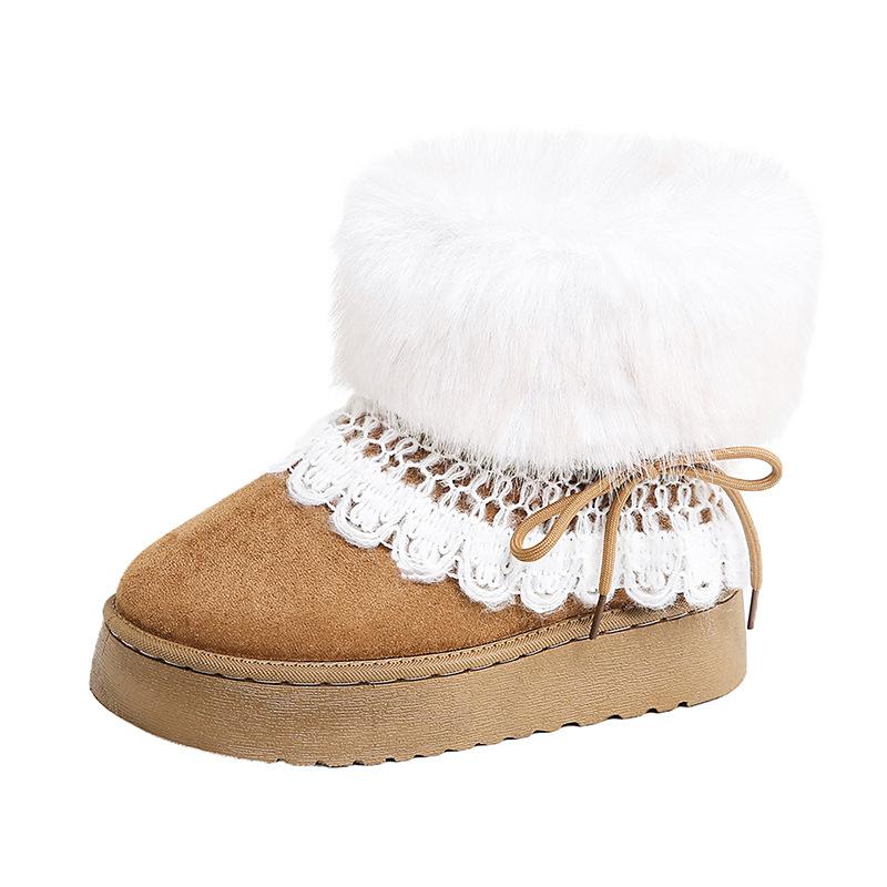 Retro thick-soled piled thickened snow boots women's shoes warm winter fluffy Birkenstock cotton shoes