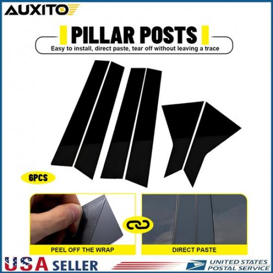 For Honda Civic Sedan -2025 6Pcs Glossy Black BC Pillar Post Cover Trim