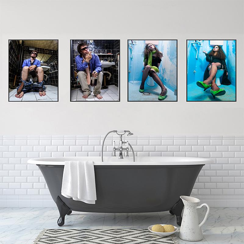 Retro Sexy Poster Toilet Style Art Bathroom Decor Poster and Wall Picture Children Room Decoration Home Decor Canvas Painting No Frame